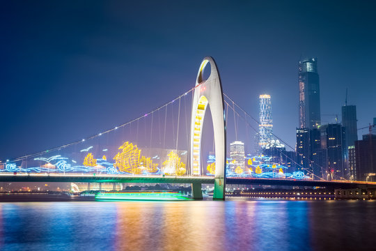 Guangzhou Liede Bridge At Night