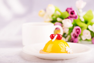 Tasty biscuit cake with jelly