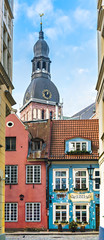 Medieval street in Riga city, Latvia, Europe