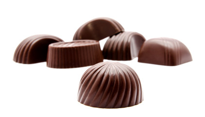 Assortment of chocolate candies isolated