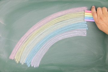 Rainbow drawn on a blackboard