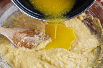 How to make yeast dough - step by step: add melted butter