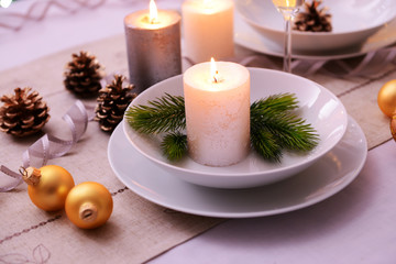 Fototapeta na wymiar Beautiful Christmas table setting