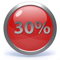Thirty percent circular icon on white background