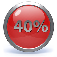 Fourty percent circular icon on white background