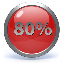 Eighty percent circular icon on white background