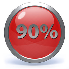 Ninety percent circular icon on white background