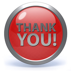 Thank you circular icon on white background
