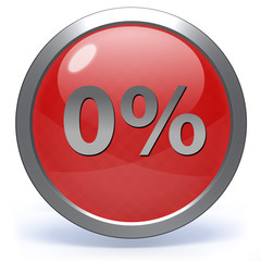 Zero percent circular icon on white background