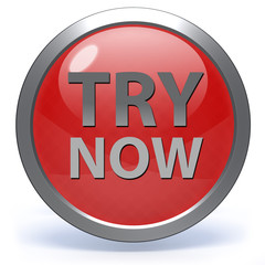 Try now circular icon on white background