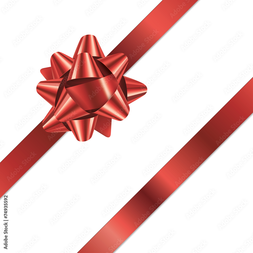 Sticker GIFT BOW (vector red Christmas present ribbon)