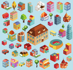 Colorful vector isometric city