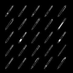 Fototapeta premium Pen Icons Set - Isolated On Black Background - Vector Illustration, Graphic Design, Editable For Your Design