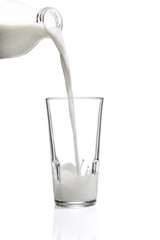 Studio, Glas, Milch aus einer Milchflasche