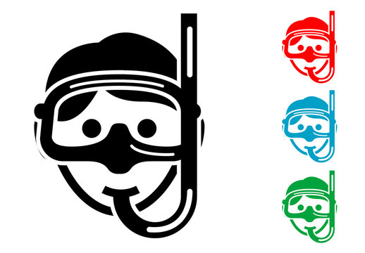 Pictograma icono submarinista chico con varios colores