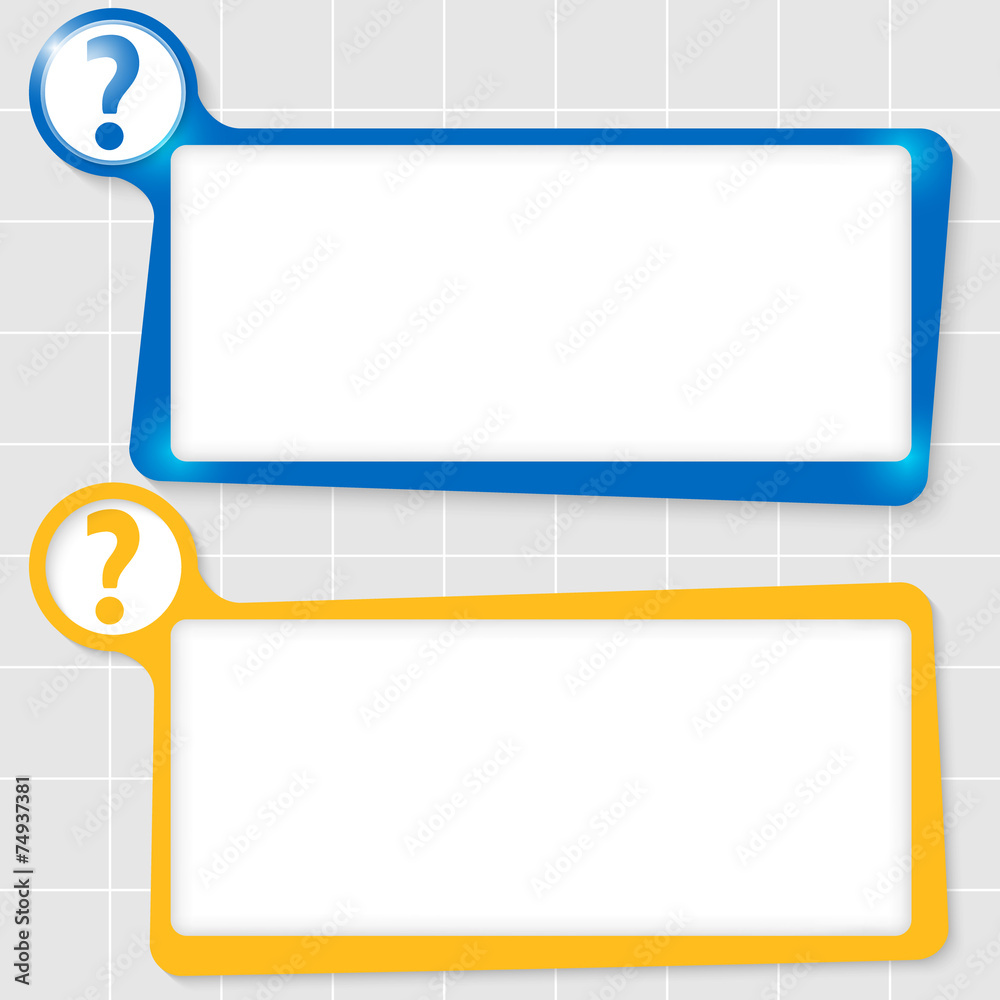 Poster set of two text boxes for text and question mark