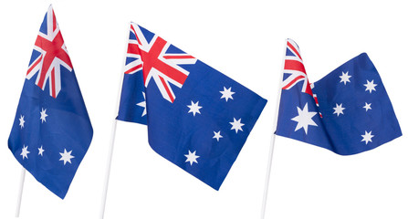 Australian flag on white background.