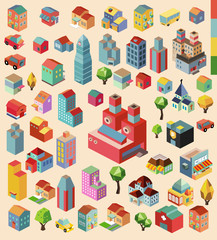 Colorful vector isometric city