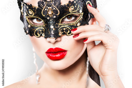 Beauty Model Woman Wearing Masquerade Carnival Mask Wall Mural Wallpaper Murals Subbotina Anna Beauty Model Woman Wearing Masquerade Carnival Mask Wall Mural Wallpaper Murals Subbotina Anna