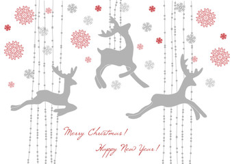 Rentier Postkarte mit Schneeflocken