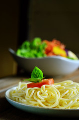 spaghetti pasta with tomato beef sauce