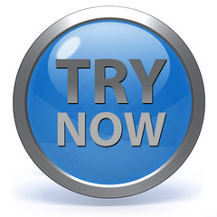 Try now circular icon on white background