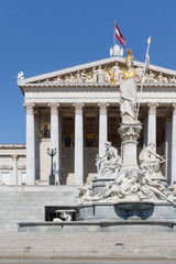 Facade of the Austrian Parliament with Pallas Athene