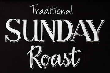 Traditional sunday roast on a chalk board - 74938990