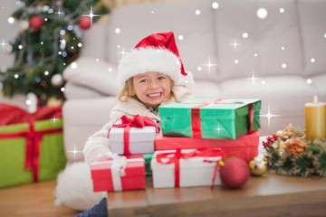 Composite image of cute little girl