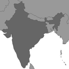 Indien - Karte in Grau