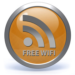 Free wifi circular icon on white background