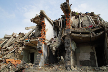 Close up of building ruins