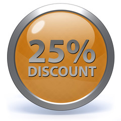 Discount 25 circular icon on white background