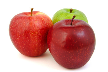 Set of three red and green apples