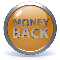 Money back circular icon on white background