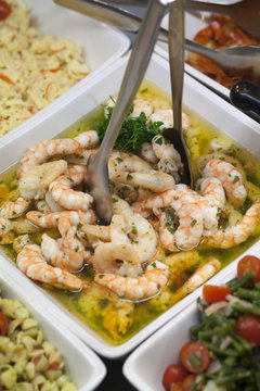 salad of shrimps in delicious sauce at the caterer