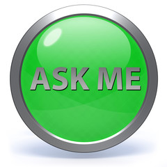 ask me circular icon on white background