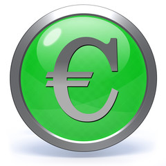 Euro circular icon on white background