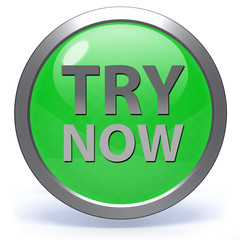 Try now circular icon on white background