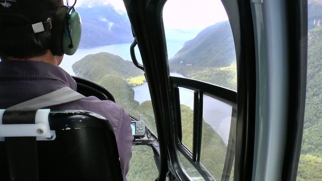 Pilot in the cockpit of the helicopter