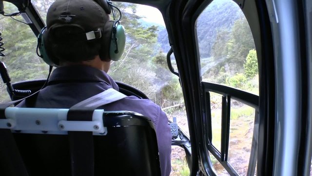 Pilot in the cockpit of the helicopter