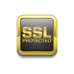 SSL Protected Gold Vector Icon Button