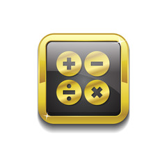 Mathematical Sign Gold Vector Icon Button