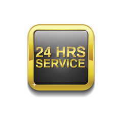 24 Hours Service Gold Vector Icon Button