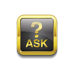 Ask Gold Vector Icon Button