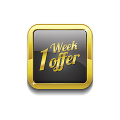 1 Week Offer Gold Vector Icon Button
