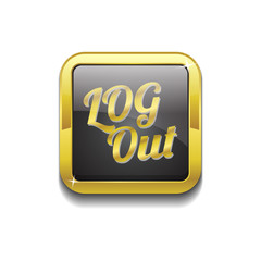 Log Out Gold Vector Icon Button