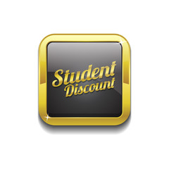 Student Discount Gold Vector Icon Button