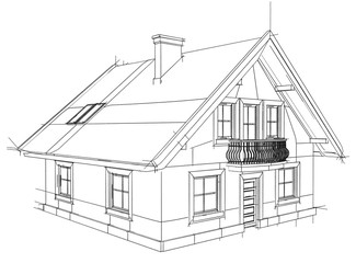 Drawing home on a white background