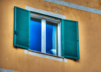 sky reflected in a window